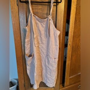 Magic linen 100% linen pinafore dress wood rose